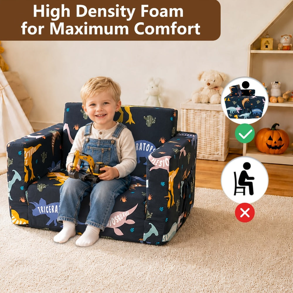 2-In-1 Kids Sofa, Fold-Out Soft Chair for Boys And Girls, Convertible Couch to Lounger, Ideal for Reading, Playing, And Living Room Decor