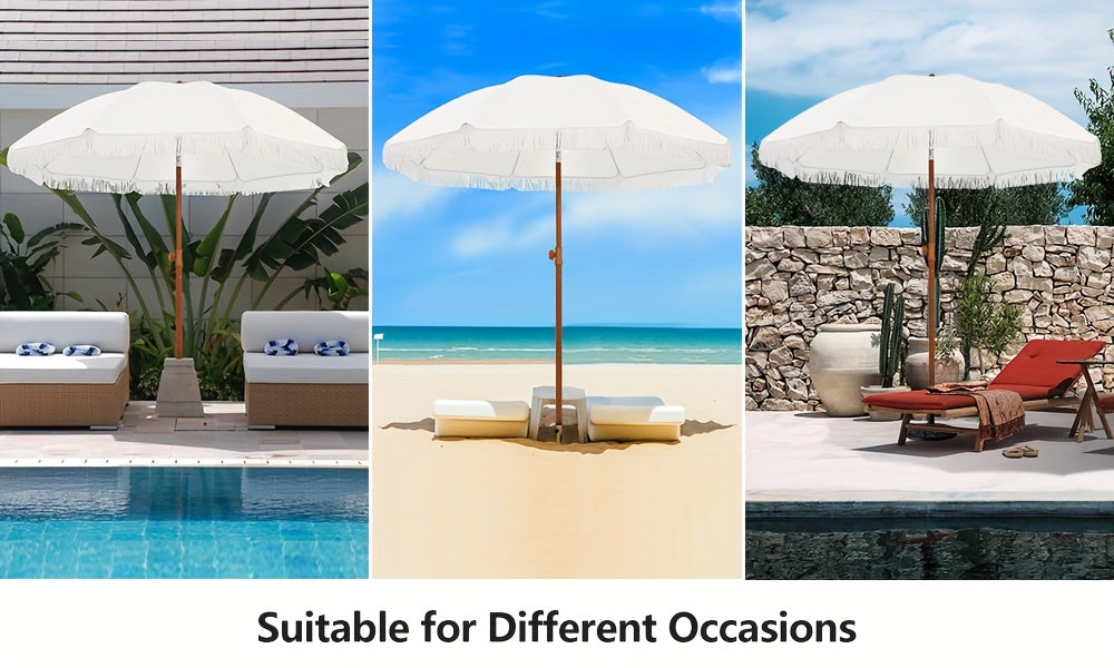 Patio Umbrella with UPF 50+ Protection, 8 Ribs, Push Button Tilt - Versatile Outdoor Shade for Garden, Courtyard, And Beach