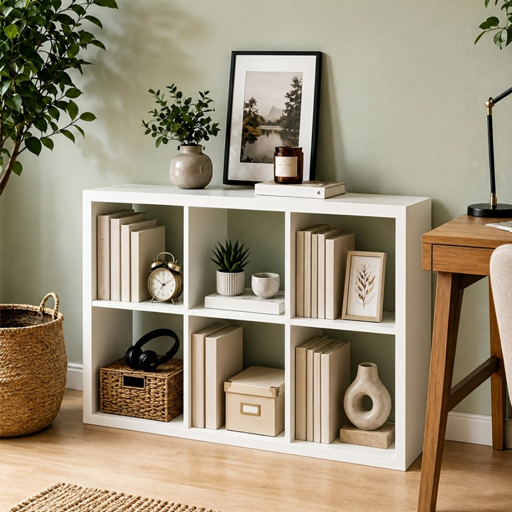 Cube Storage Bookshelf 2 3 4 6 8 9 Cube Open Display Cabinet Thick Frame Floor Standing Bookcase with Anti-Tip Kit for Living Room Bedroom Study, 4 Colors