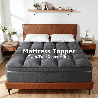 Upgraded Luxury Mattress Topper, Deep Pocket And Lace-Up Style Quilted Mattress Cover, Machine Washable Bed, Soft Cooling Mattress Protector, Pet Friendly Non-Slip Breathable Bedding, Fit Mattress Bedroom, Apartment, Guest Room, School Dormitory
