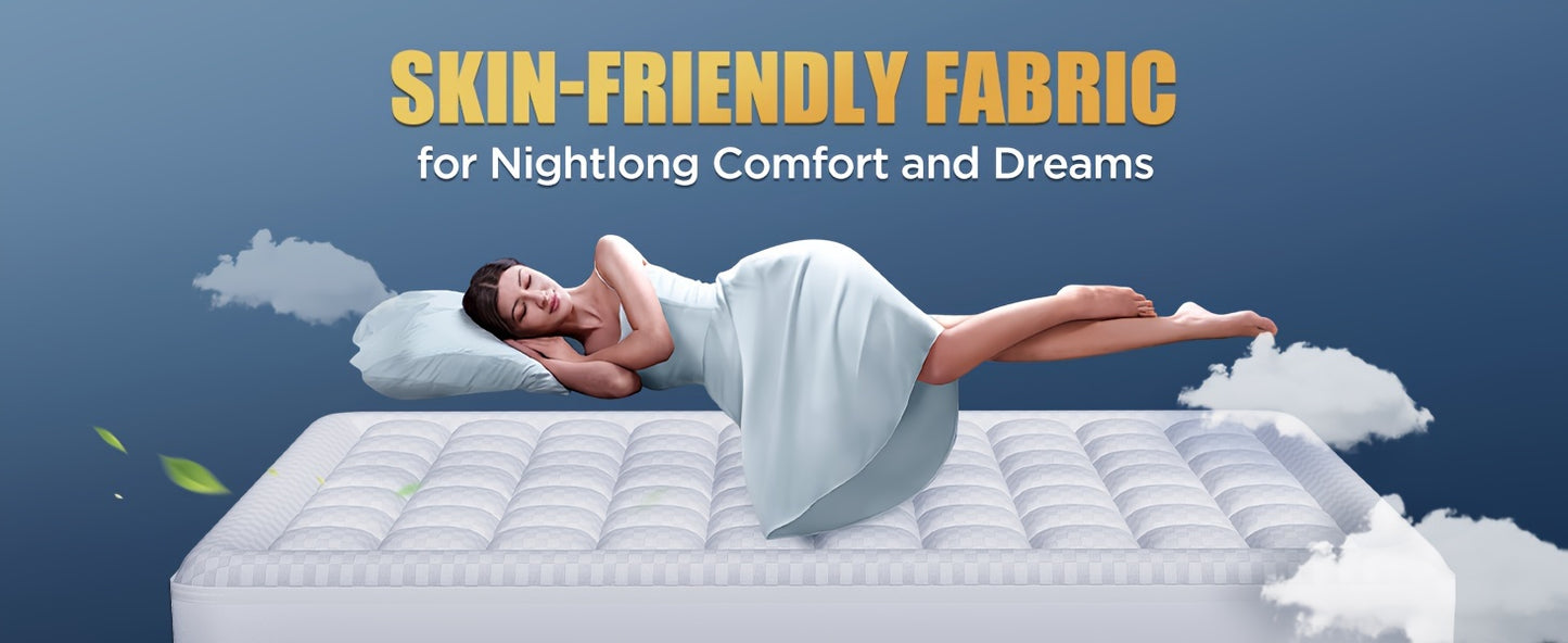 Novted Memory Foam Mattress Extra Large, Super Comfortable Mattress Cover, Breathable Soft Microfiber Protective Pad, Noiseless Mattress Cover, 8-21 Inch Deep Pocket,, Decorations for Home