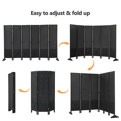 VINGLI 60''H Freestanding Pegboard, Wood Room Divider Display Board Organizer with Support Feet, Folding Privacy Screen Partition Space Separator for Craft Shows Events Retail