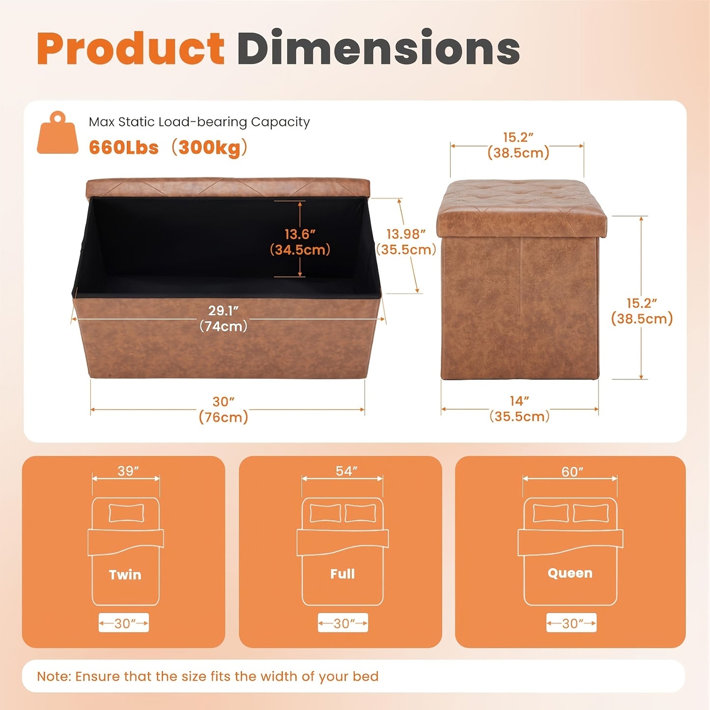 Multi-Functional Ottoman with Storage Bench | Folding Foot Rest Stool, Space-Saving, Load 660 lbs, Upholstered, Classic Style, Hardwood, OLIXIS for Living Room, Bedroom, Office, Dorm