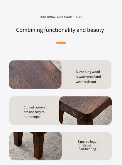Solid Wood Japanese Style Square Stool Low Seat Chair No Cushion Footrest for Living Room Bedroom Entryway Outdoor, Tatami Floor Stool Easy Clean Minimalist Furniture