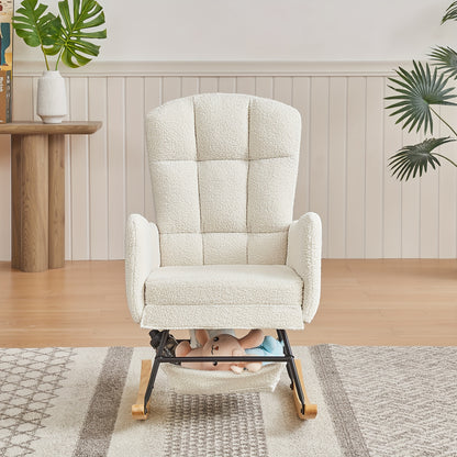 Rocking Chair for Nursery, Upholstered Glider with High Backrest, for Nursery Rocker Comfortable Stylish Accent Armchair for Living Room