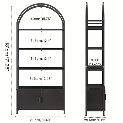 71-Inch Freestanding Bookshelf with Hidden Storage and Multiple Color Options detail image - detail view 4