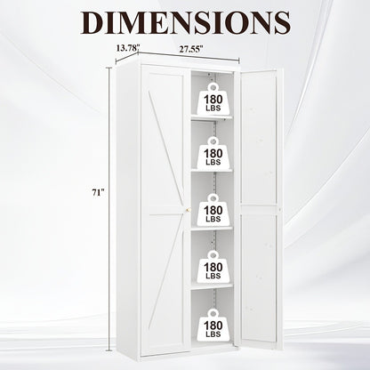 71-Inch Pantry Cabinet with Adjustable Shelves and Multiple Color Options for Kitchen detail image - detail view 4