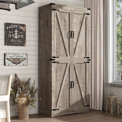 71-Inch Tall Bathroom Storage Cabinet with Adjustable Shelves detail image - detail view 14