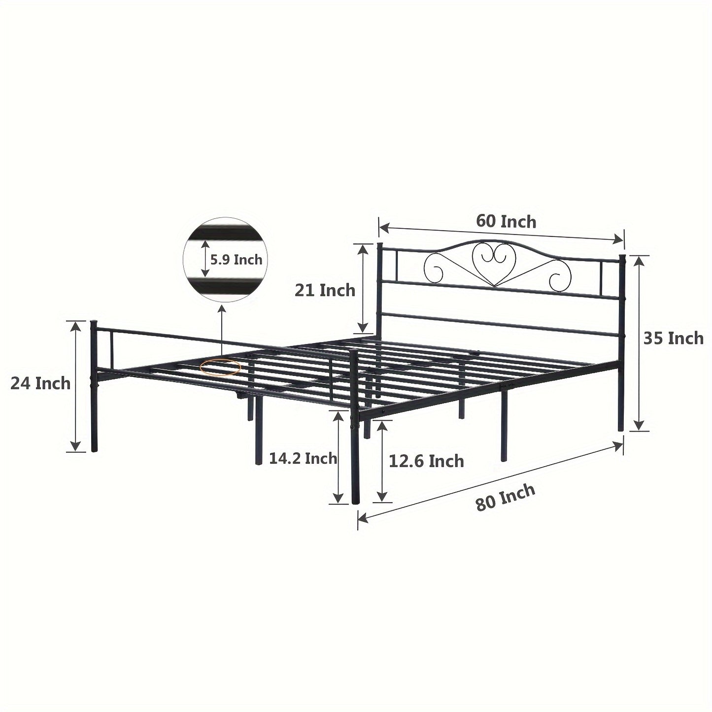 Metal Platform Bed Frame with Headboard and Footboard Steel Slat Support No Box Spring Needed Noise Free - Twin Full Queen Sizes for Bedroom Guest Room Dorm | Black White Gold Pink