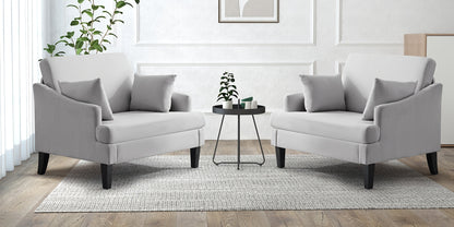 Oversized Accent Chair 33.5" Wide with 2 Pillows, Upholstered Memory Foam Armchair Big Reading Chair, Modern Single Sofa Chair for Living Room Bedroom Apartment Office