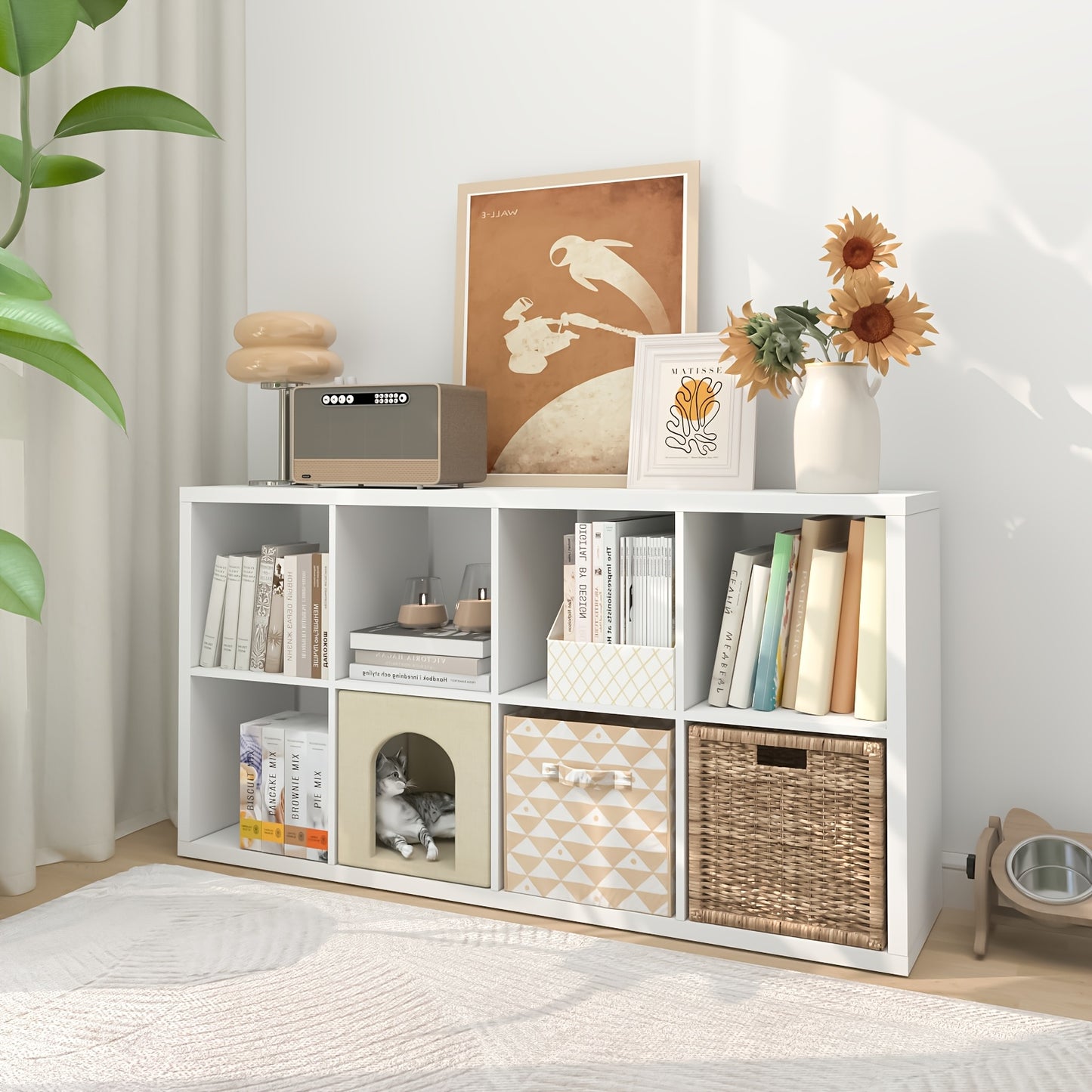 2/3/4/6/8/9 Thick Frame Bookshelf, Open Back Panel Cube Storage Cabinet, Floor-standing Bookshelf With Anti-tip Kit, Wooden Open Display Rack For Living Room, Bedroom, Study, White/chocolate Open Bookshelf, With Open Back