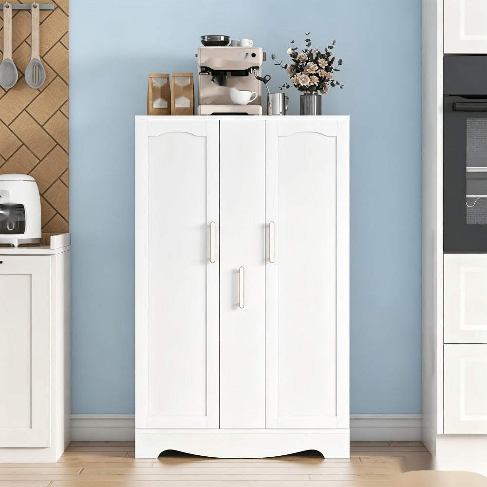 Kitchen Pantry Cabinet 47 Inch with Drawer Adjustable Shelves Buffet Sideboard Cupboard Storage Cabinet for Kitchen Living Room White Black Brown Grey