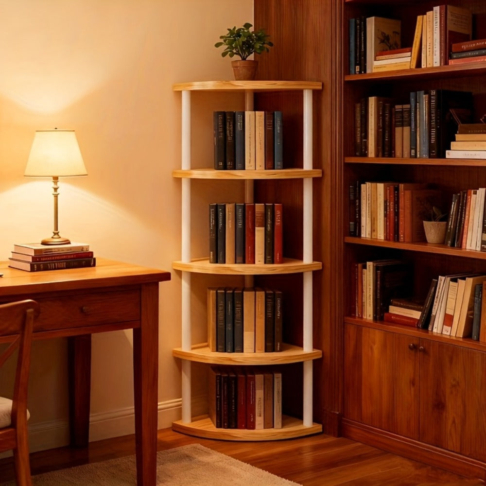 Corner Bookshelf 3/4/5/6 Tier Iron Shelving Unit, Freestanding Corner Storage Shelf for Living Room Bedroom Office, Modern Minimalist Heavy-Duty Space-Saving Decorative Corner Rack