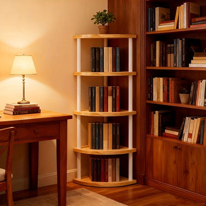 Corner Bookshelf 3/4/5/6 Tier Iron Shelving Unit, Freestanding Corner Storage Shelf for Living Room Bedroom Office, Modern Minimalist Heavy-Duty Space-Saving Decorative Corner Rack