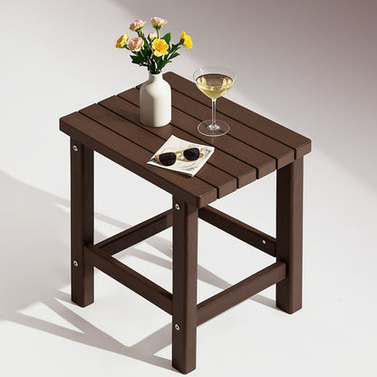 Adirondack Square Side Table HDPE Weather Resistant Outdoor End Table for Patio Backyard Pool Beach Easy Maintenance 5 Colors