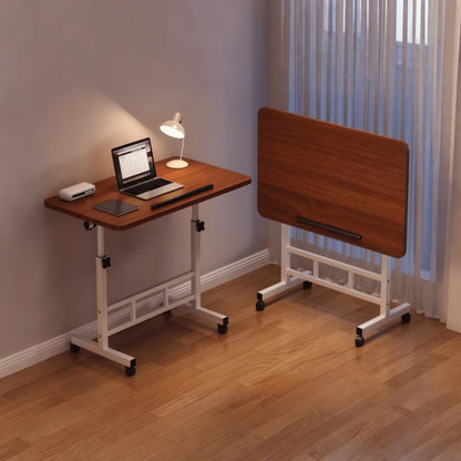 Adjustable Tilt Foldable Standing Desk 32"x16" – Portable Mobile Laptop Rolling Desk with Height Adjustment, Compact Sit-Stand Workstation, White