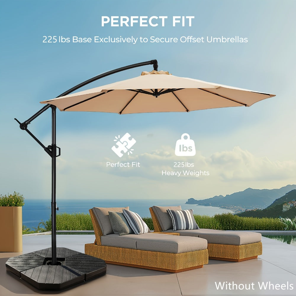 Heavy Duty Patio Umbrella Stand Base with Wheels – Refillable HDPE 95–225 LB, 4 Wheels, 2 Locks, Fits 6–12ft Umbrellas, Rolling Market Umbrella Weight Base for Lawn, Garden, Deck & Poolside