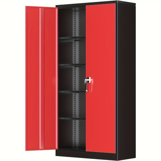 Storage Cabinet, Metal 72 Inch Locking Steel Cabinet with 2 Doors & 4 Adjustable Shelves shown in the main product view