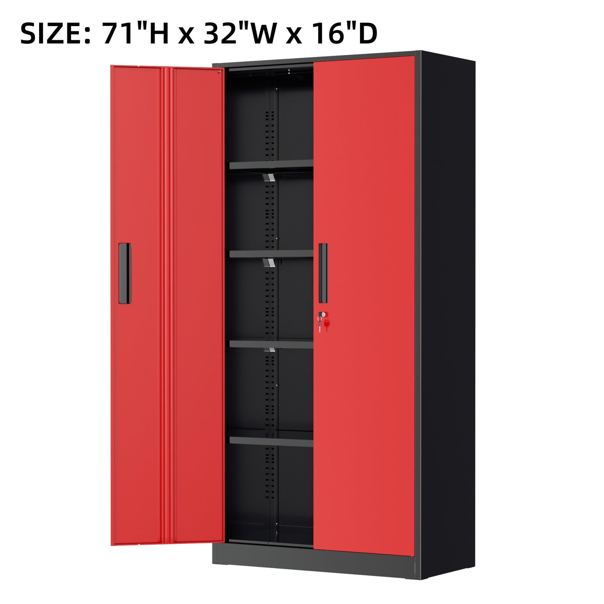 Storage Cabinet shown in the Black+Red option