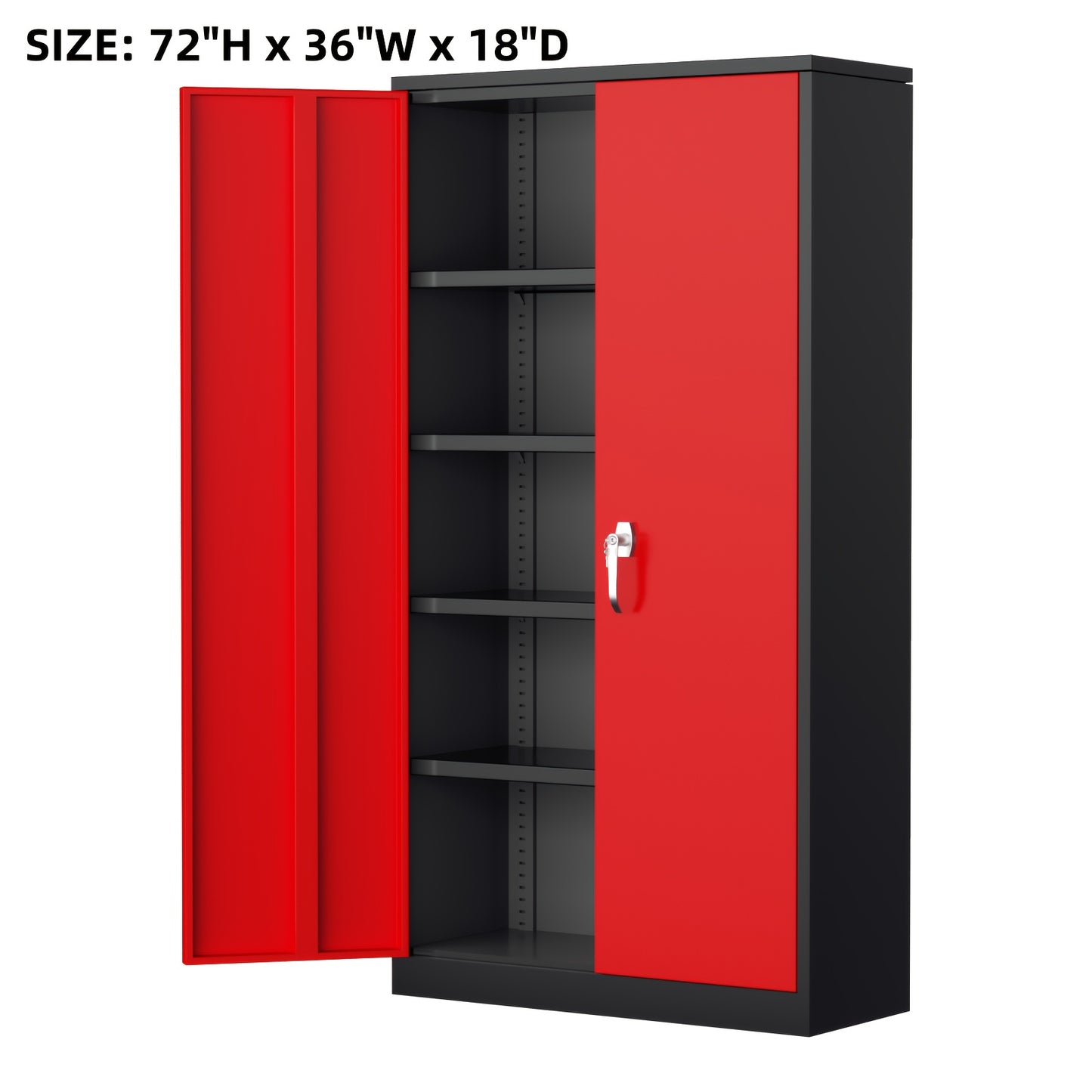 Storage Cabinet shown in the Larger-Black Red option
