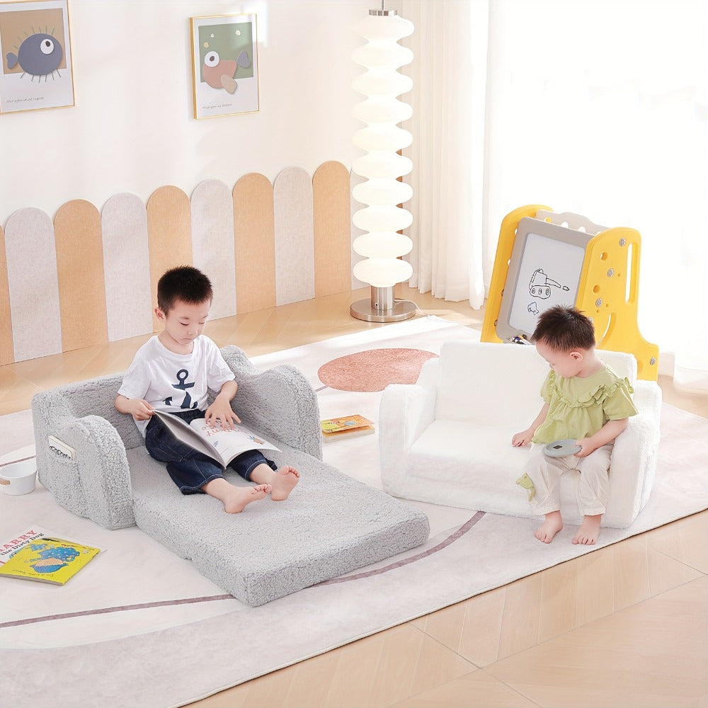 Tiita Kids Sofa Chair, 2 In 1 Fold Out Couch, Comfy Kids Sofa For Playroom-Extra Soft 2 Seats, Glow In The Dark Children Couch To Lounger For Girls Boys