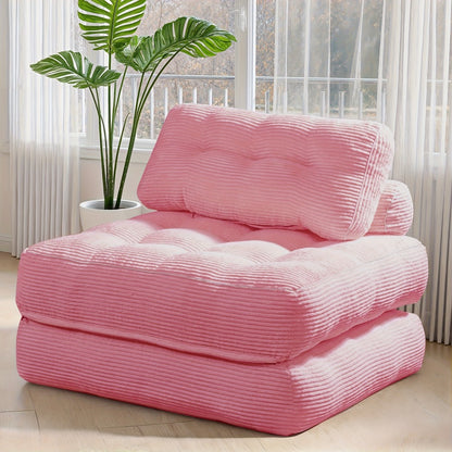 Folding Sofa Bed Convertible Sleeper Chair for Adults, Foam-Filled Floor Couch with Pillow, Single Size Foldable Mattress for Living Room Bedroom Guest Room Dorm Apartment, 6 Colors Available