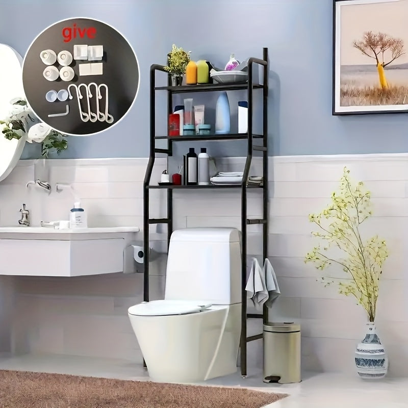 Toilet Rack, Independent Metal Bath Rack, with Roll Paper Rack And Hook, Space Saving Bathroom Organizer And Storage Rack, Above Toilet Rack, Used for Bathrooms And Laundry Rooms