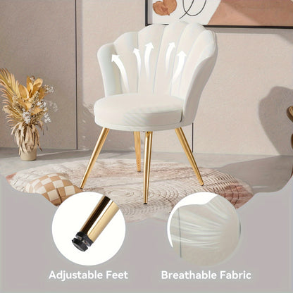 1 Velvet Dining Chair - Woven Upholstery, Golden Metal Legs, Modern Style, Suitable for Living Room, Dining Room, Kitchen, Comfortable Seating Solution