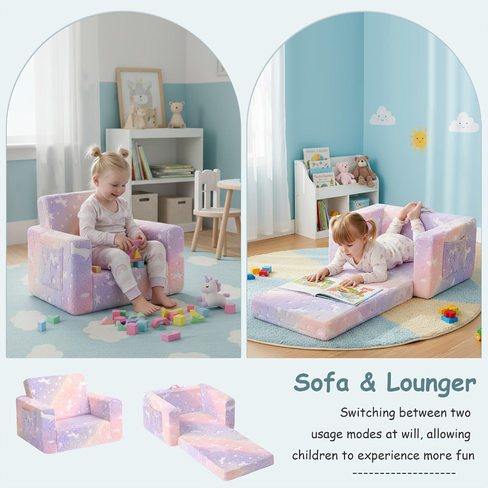 Tiita Kids' Convertible Couch, Sofa Bed Chairs, 2-In-1 Plush Chair for Children, Folding Sofas That Transform Into Loungers, Cozy Armrest Chair Bed Sofa for Boys Or Girls