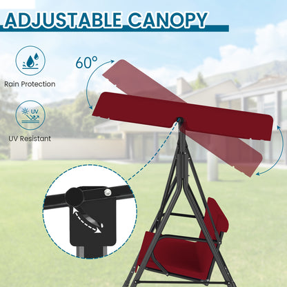 Outdoor Swing for Adults, Covered with Canopy, Equipped with Heavy Duty Stand & Adjustable Bracket, Perfect for Backyard, Garden Or Lawn, Patio Swing Set