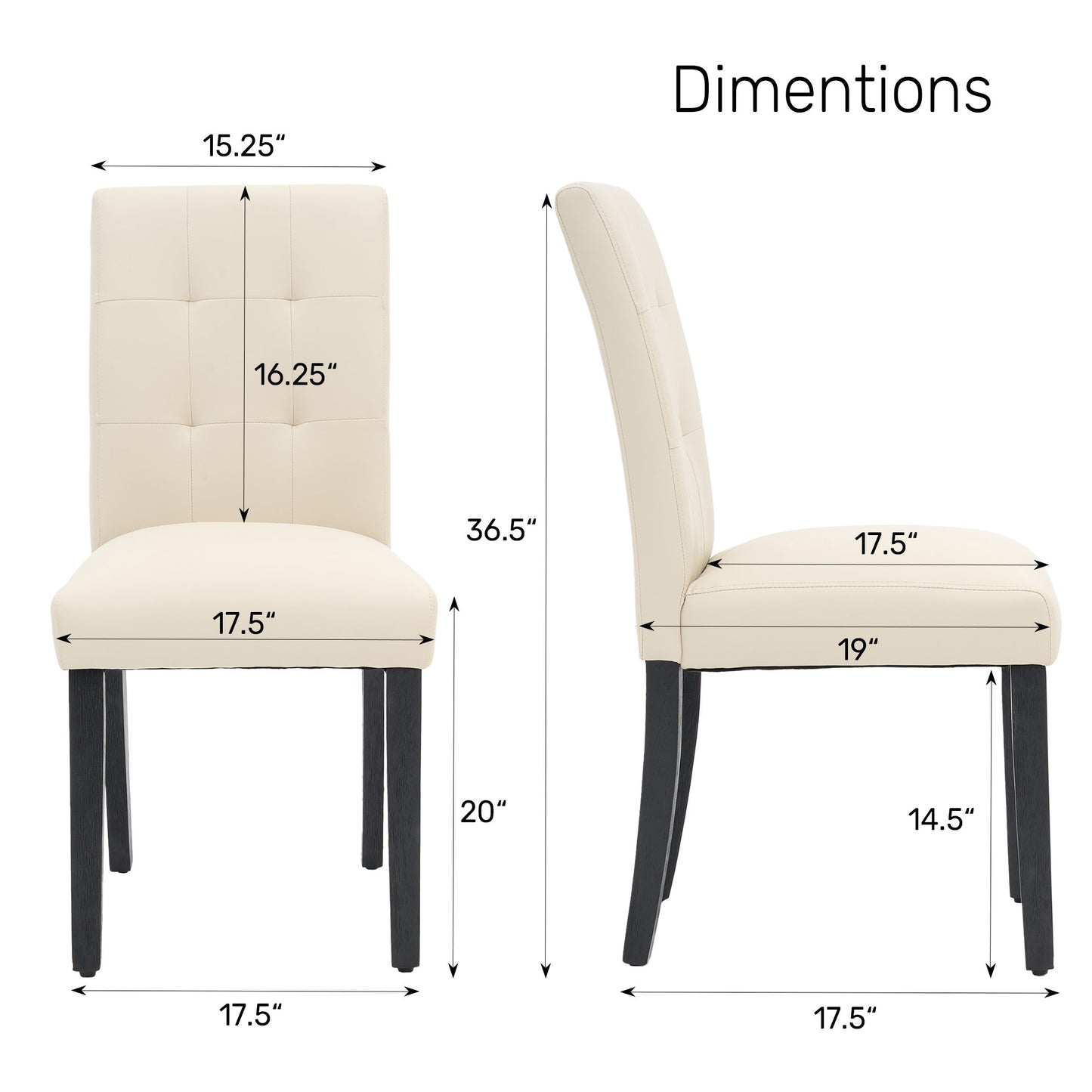 Set of 2 Faux PU Leather Upholstered Dining Chairs for Home Kitchen Living Room- Dining Room Chairs Dining Side Chairs