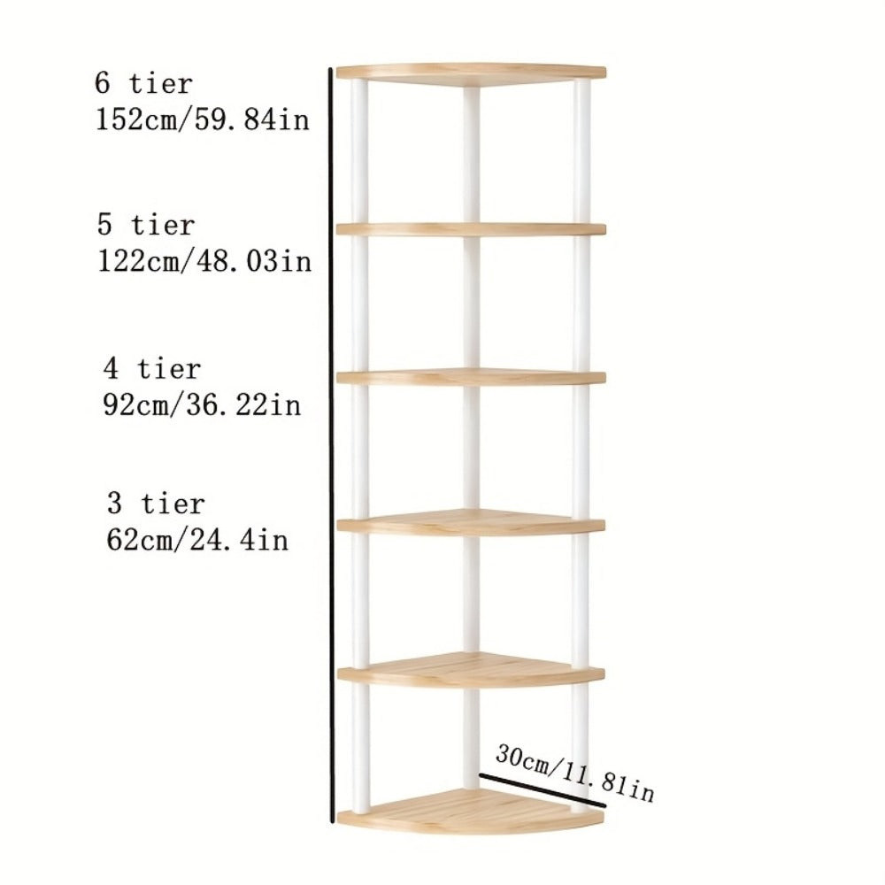 Corner Bookshelf 3/4/5/6 Tier Iron Shelving Unit, Freestanding Corner Storage Shelf for Living Room Bedroom Office, Modern Minimalist Heavy-Duty Space-Saving Decorative Corner Rack