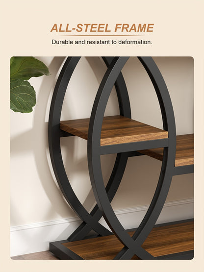 Console Table 39 Inch with 4-Tier Storage Shelves, Narrow Entryway Sofa Table Wood & Metal Frame for Hallway, Living Room & Small Spaces