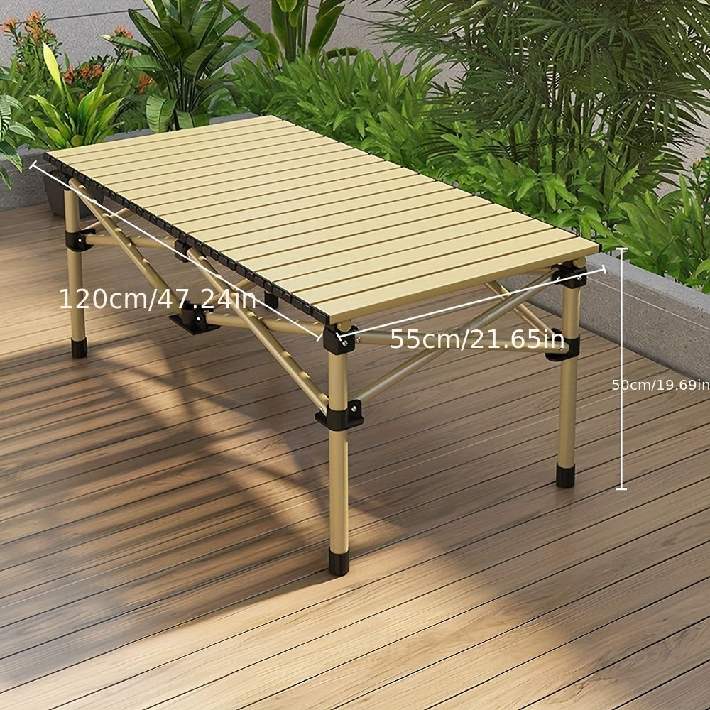 Portable Foldable Camping Table, 4-6 Person Metal Outdoor Picnic Table with Storage Bag, Adjustable Height, Lightweight, Suitable for Backyard, Beach, Picnics, BBQ, Indoor And Outdoor Use