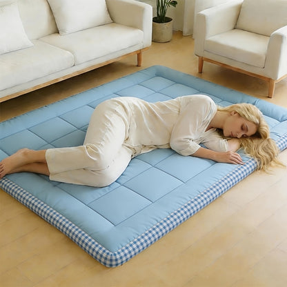Japanese Plush Roll-Up Floor Mattress Machine Washable, Soft Foldable Portable Sleeping Pad for Bed Sofa Bed Dorm Home Camping, Guest Floor Bed Valentine's Day New Year Gift