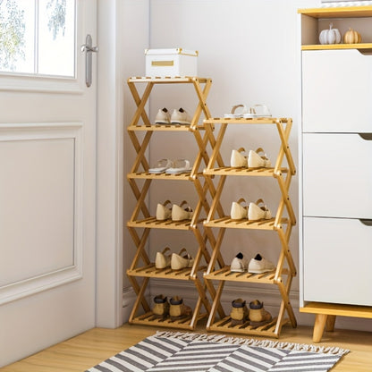 Foldable Bamboo Shoe Rack – No Assembly Required, Instant Use, Space-Saving Shoe Organizer for Bedroom, Living Room, Hall & Wardrobe