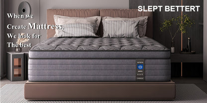 [Hybrid Mattress] 10in/12in/14in Hybrid Mattress, Twin Full Queen King, Gel Memory Foam Pocket Spring Mattress, Medium Firm With Lumbar Support, Ultra Quiet Motion Isolation, Fiberglass Free & Deep Sleep Support, Mattress In A Box For Home & Hotel All Age