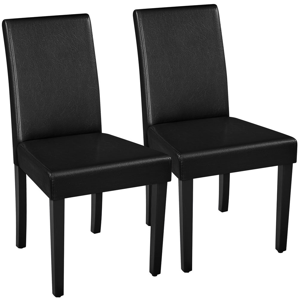 Costoffs Upholstered Dining Chairs Set of 2/4, Padded Leather Side Chairs with High Back & Rubberwood Legs, Modern Kitchen Chairs for Home, Kitchen & Restaurant, Black/White/Gray/Brown