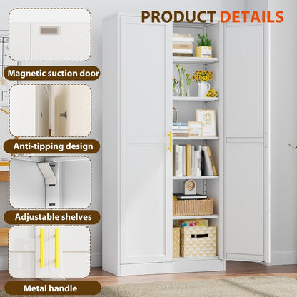 75-Inch Metal Storage Cabinets And Pantry Cabinets with Adjustable Shelves for Kitchen detail image - detail view 12
