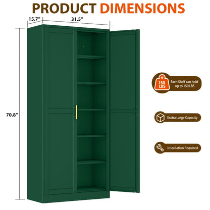 75-Inch Metal Storage Cabinets And Pantry Cabinets with Adjustable Shelves for Kitchen detail image - detail view 3