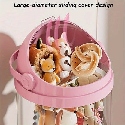 Stuffed Animal Storage Tower 4-Layer Transparent Toy Organizer with Handle Plush Zoo Display Case Dustproof Vertical Tube for Bedroom Living Room Kids Gift