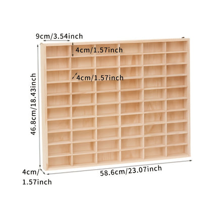 1:64 Solid Wood Collectible Storage Box (60/80 Compartments), Display Cabinet, Wooden Storage Box, Model Display Stand (Lidless, Includes Hooks And Additions)