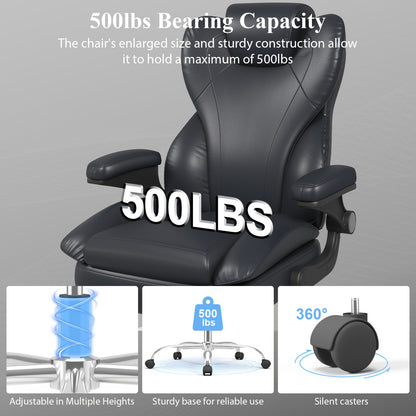 Large High-Back Office Chair, Ergonomic Home Computer Desk Chair with Padded Flip-Up Armrests, 360° Swivel, High-Back Executive Office Chair for Adult Work and Study, Black/Beige/Gray/Brown