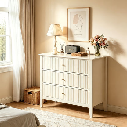 Nightstands 2pcs/1pc, Fluted Design Wooden Dressers with Ample Storage, 30-Inch Modern Painted Chest for Bedroom, Living Room, And Entryway