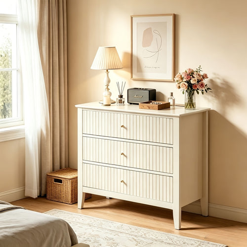Nightstands 2pcs/1pc, Fluted Design Wooden Dressers with Ample Storage, 30-Inch Modern Painted Chest for Bedroom, Living Room, And Entryway