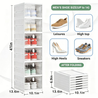 Foldable Shoe Storage Organizer 3, 5 or 6-Tier | Large Capacity Space-Saving Shoe Cabinet for Entryway, Corridor, Bedroom & Living Room | Stackable Multi-Functional Shoe Rack