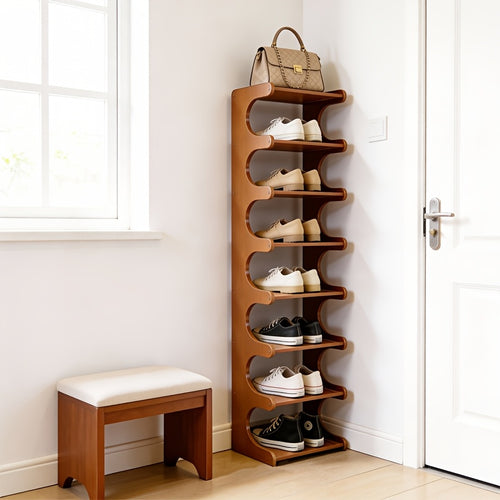A Luxurious And Easy Shoe Rack with 4 to 8 Layers, Designed for Both Wide And Narrow Spaces. This Multi-Tiered Storage Solution Is Perfect for Homes, Dormitories, And Corners, Making It an Ideal Space-Saving Shoe Cabinet Made of Bamboo