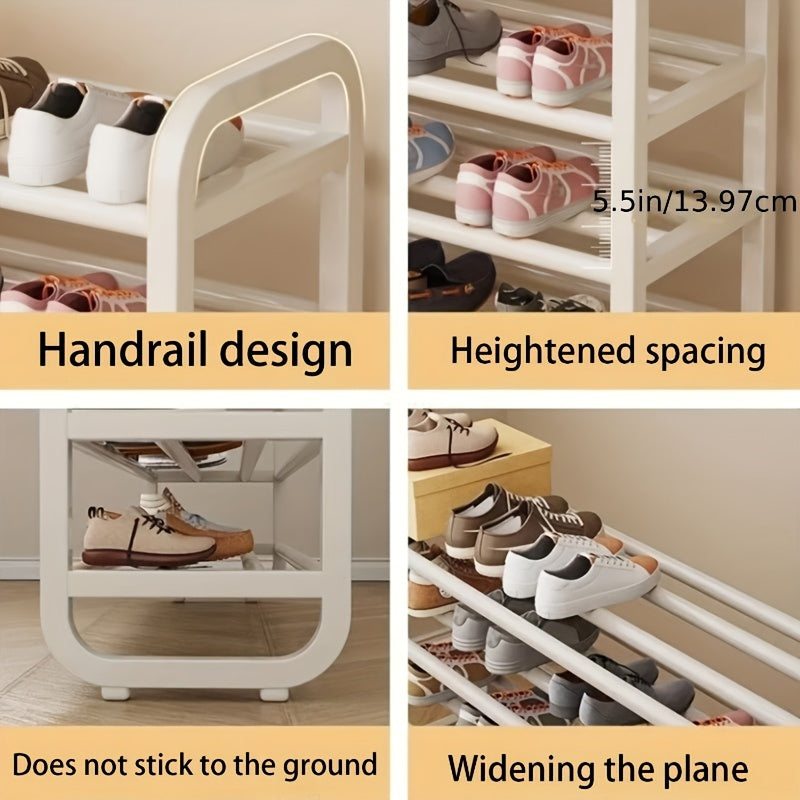 Space-Saving 5-Tier Shoe Rack, Durable, Narrow Design, Multi-Layer Iron Craftsmanship, No Wood, Floor Mount, With Electricity-Free Use For Entryway And Dorm Storage, Living Room Compatible