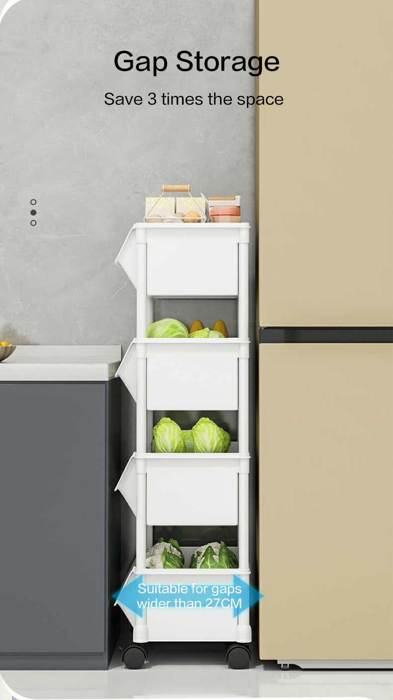 Rolling Cart Organizer, Kitchen Storage Shelf with Lockable Wheels, for Living Room Office Bathroom Garage Narrow Spaces