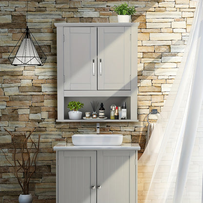 Bonnlo Modern Over-The-Toilet Bathroom Cabinet with 2 Doors & Adjustable Shelf - Wall-Mounted Medicine Storage Suitable for Small Bathrooms, /MDF,, Space-Saving Organizer for Toilet Paper, Medicines,